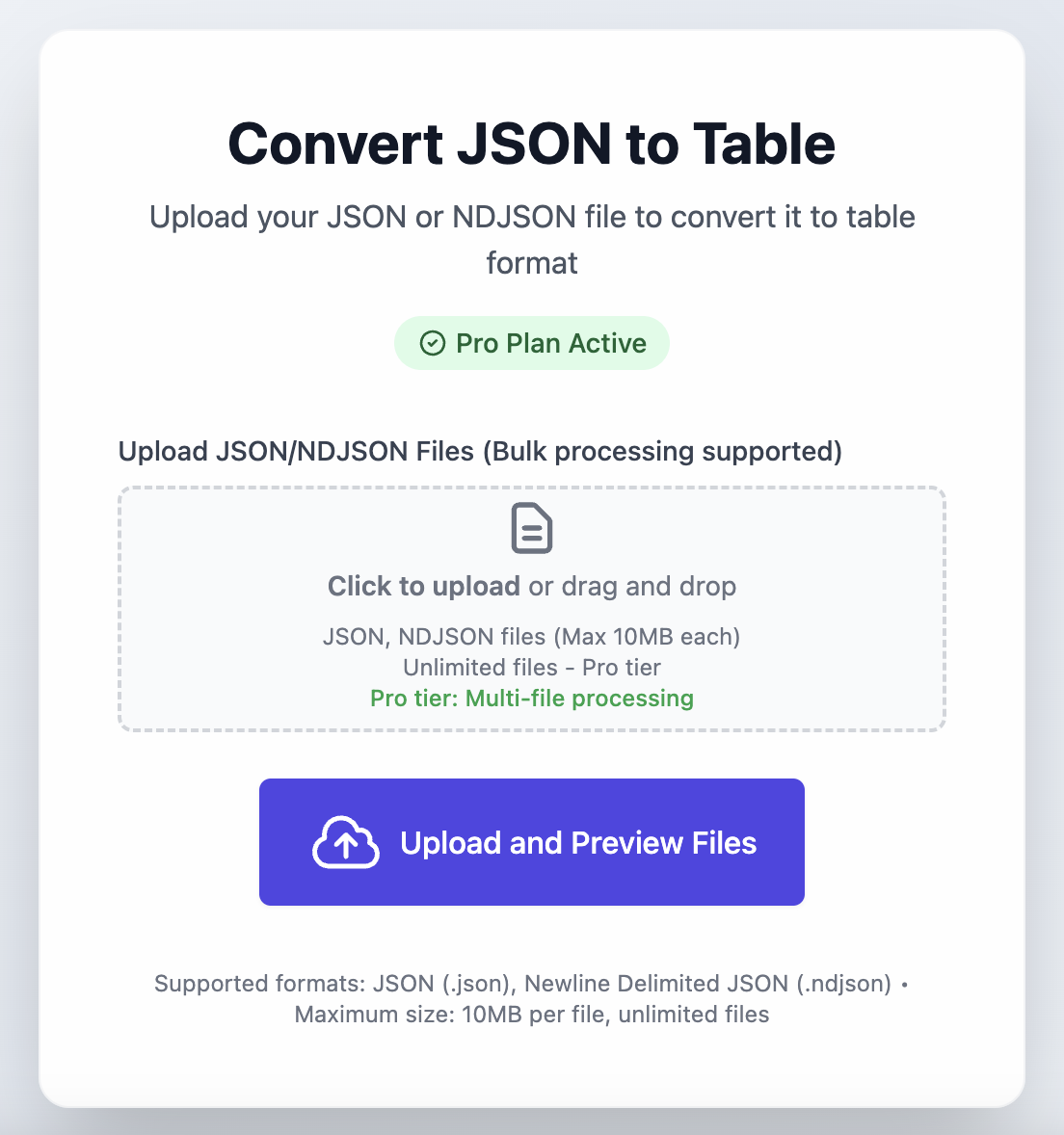 tablefromjson.com - Upload file
